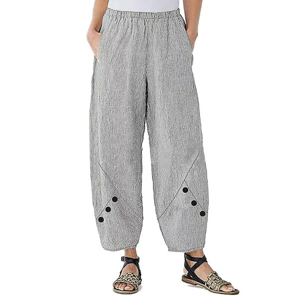 Outdoor Sweatpants for Women Casual Summer Loose Wide-Leg Pants Elastic Waist Linen Lounge Pants
